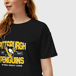 Футболка оверсайз женская Pittsburgh Penguins Питтсбург Пингвинз, цвет: черный — фото 2