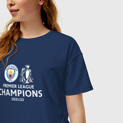 Футболка оверсайз женская Manchester City Champions сезон 20212022, цвет: тёмно-синий — фото 2