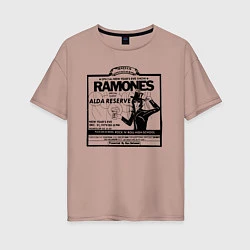 Футболка оверсайз женская Live at the Palladium, NY - Ramones, цвет: пыльно-розовый