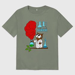 Футболка оверсайз женская Сова химик, цвет: авокадо