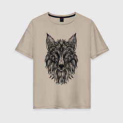 Женская футболка оверсайз TRIBAL MANDALA FOX ПЛЕМЕННАЯ ЛИСА МАНДАЛА