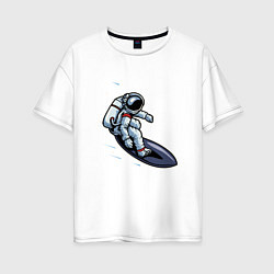 Женская футболка оверсайз Космонавт на серфинге