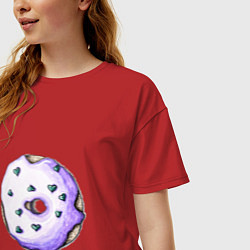 Футболка оверсайз женская Сиреневый пончик, цвет: красный — фото 2