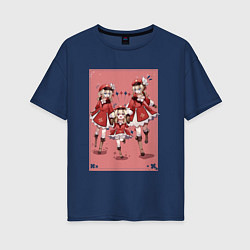 Женская футболка оверсайз Барбара, Кли и Джинн Genshin Impact
