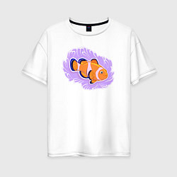 Женская футболка оверсайз Рыбка клоун Подводный мир