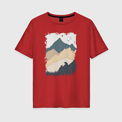 Женская футболка оверсайз Две медведя на скале