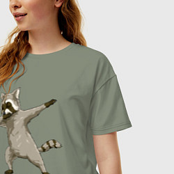 Футболка оверсайз женская Даб енот, цвет: авокадо — фото 2