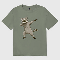 Футболка оверсайз женская Даб енот, цвет: авокадо