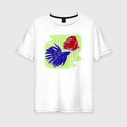 Женская футболка оверсайз Экзотические рыбки Подводный мир