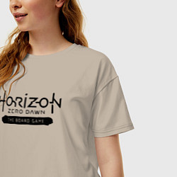 Футболка оверсайз женская Horizon forbidden west - logo, цвет: миндальный — фото 2