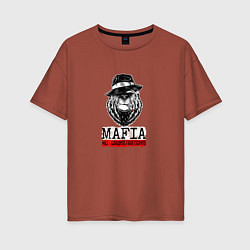 Женская футболка оверсайз Мафия - медведь