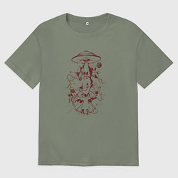 Футболка оверсайз женская Инопланетяне Нло, цвет: авокадо