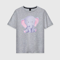 Женская футболка оверсайз Милый Слонёнок В Предкушении