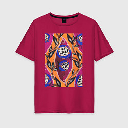 Женская футболка оверсайз Samarkande Flower Pochoir Pattern Цветочный орнаме