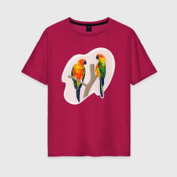 Женская футболка оверсайз Попугай Аратинга Птицы