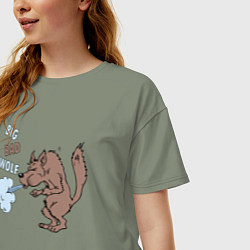 Футболка оверсайз женская Большой злой волк из сказки Три Поросенка, цвет: авокадо — фото 2