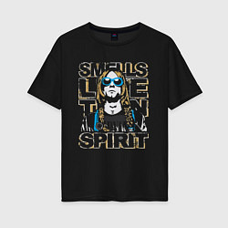 Женская футболка оверсайз Kurt Cobain Smells Like Teen Spirit