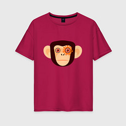 Футболка оверсайз женская Злая кибер обезьяна, цвет: маджента
