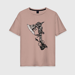 Женская футболка оверсайз Крутой боевой тату-топор