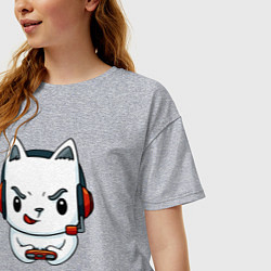 Футболка оверсайз женская Кот игроман The cat is a gambler, цвет: меланж — фото 2