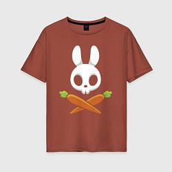 Женская футболка оверсайз Череп кролика с двумя морковками