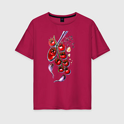 Женская футболка оверсайз Помидорки черри, чеснок и специи