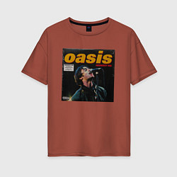 Футболка оверсайз женская Альбом KNEBWORTH 1996 группы OASIS, цвет: кирпичный