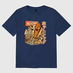 Футболка оверсайз женская Хотдожный монстр, цвет: тёмно-синий