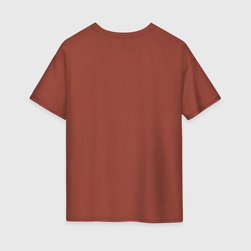 Женская футболка оверсайз Прикольный лисёнок с прищепками на левом ухе / Кирпичный – фото 2