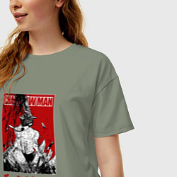 Футболка оверсайз женская Chainsaw Man Человек-Бензопила Manga, цвет: авокадо — фото 2