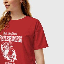 Футболка оверсайз женская Только лучшие рыбаки родились в 1970 году, цвет: красный — фото 2
