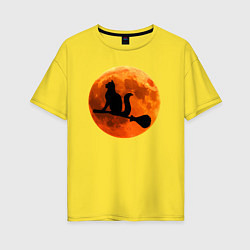 Футболка оверсайз женская Halloween Cat, цвет: желтый
