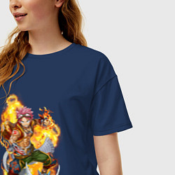 Футболка оверсайз женская Нацу Драгнил и Хеппи, цвет: тёмно-синий — фото 2