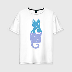 Женская футболка оверсайз Night - Cat