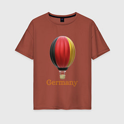Футболка оверсайз женская 3d aerostat German flag, цвет: кирпичный