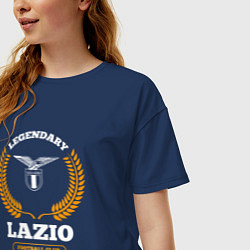 Футболка оверсайз женская Лого Lazio и надпись Legendary Football Club, цвет: тёмно-синий — фото 2