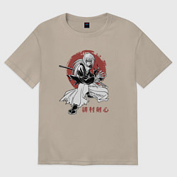 Футболка оверсайз женская Баттосай Кенси, цвет: миндальный