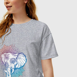 Футболка оверсайз женская Мандала слон, цвет: меланж — фото 2