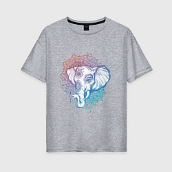 Женская футболка оверсайз Мандала слон
