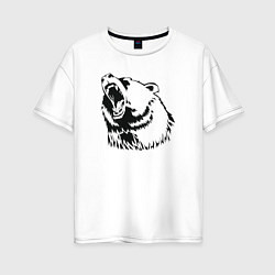 Женская футболка оверсайз Медведь арт чб