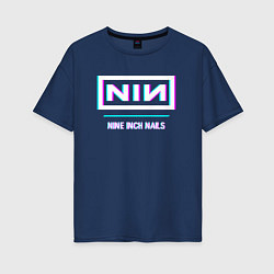 Женская футболка оверсайз Nine Inch Nails Glitch Rock