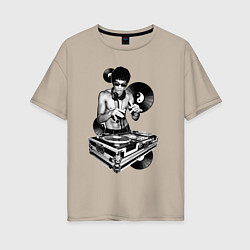 Футболка оверсайз женская Bruce Lee - Vinyl Dj, цвет: миндальный