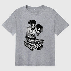 Футболка оверсайз женская Bruce Lee - Vinyl Dj, цвет: меланж