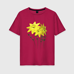 Женская футболка оверсайз Flowers yellow
