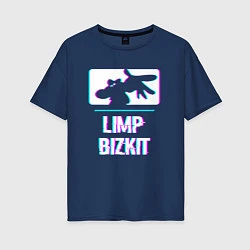 Футболка оверсайз женская Limp Bizkit Glitch Rock, цвет: тёмно-синий