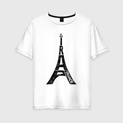 Женская футболка оверсайз Эйфелева башня Париж Франция