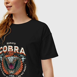 Футболка оверсайз женская Кобра Кай - логотип с Коброй Cobra Kai Logo, цвет: черный — фото 2