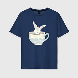 Женская футболка оверсайз Кролик в чашке