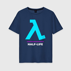 Женская футболка оверсайз Символ Half-Life в неоновых цветах