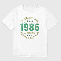 Футболка оверсайз женская Легенда с 1986 года, цвет: белый